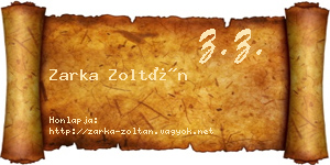 Zarka Zoltán névjegykártya